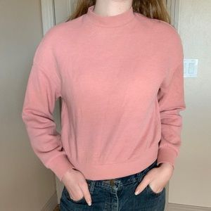 pink mock neck shirt